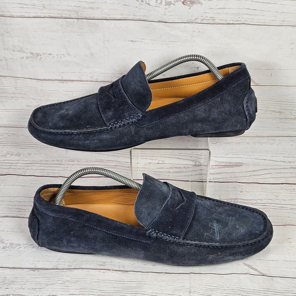 To Boot New York Adam Derrick Men's Blue Suede Penny Loafers 10.5M Italy
